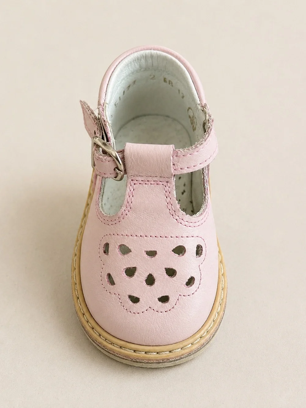 Retro Pink Leather Mary Jane Toddler Shoes T-Strap Cutout Sandals